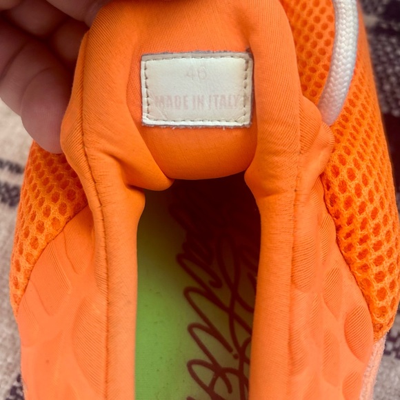 VERSACE MENS NEON ORANGE CHAIN REACTION SNEAKERS - Size 46 - $995 - Picture 9 of 14